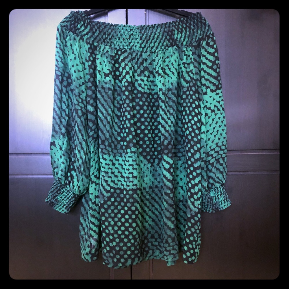Theory silk off shoulder top